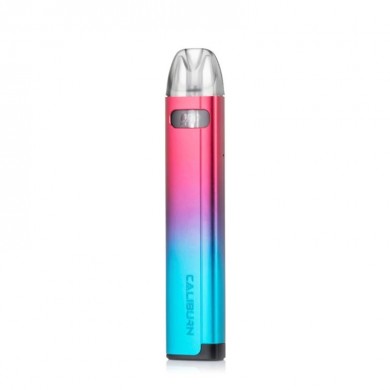 Uwell Caliburn A2S Pod cihazı pembe-mavi degrade renkli, kompakt pod sistem.