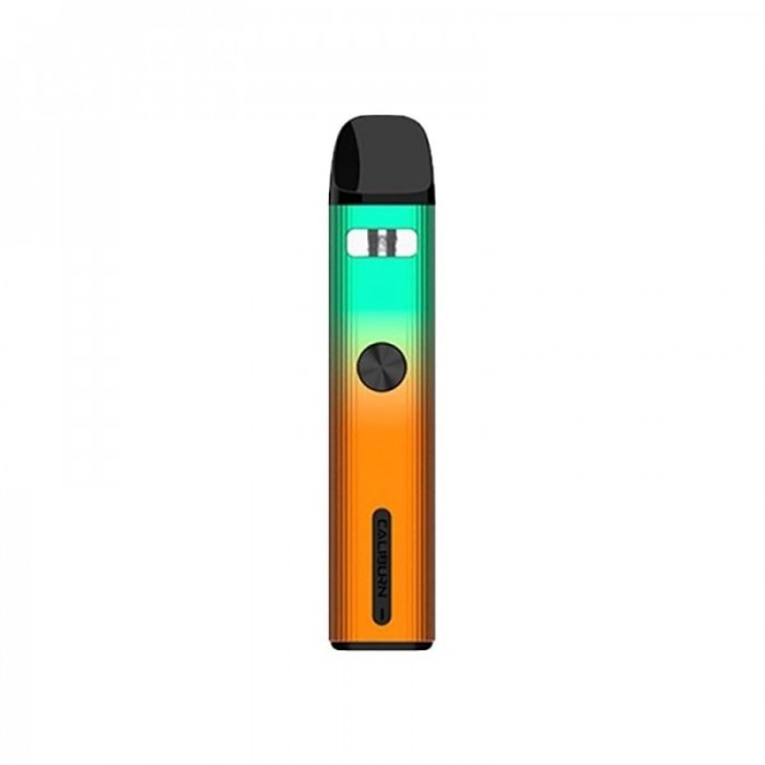 Uwell Caliburn G2 Pod turuncu-yeşil renkli, kompakt elektronik sigara cihazı.