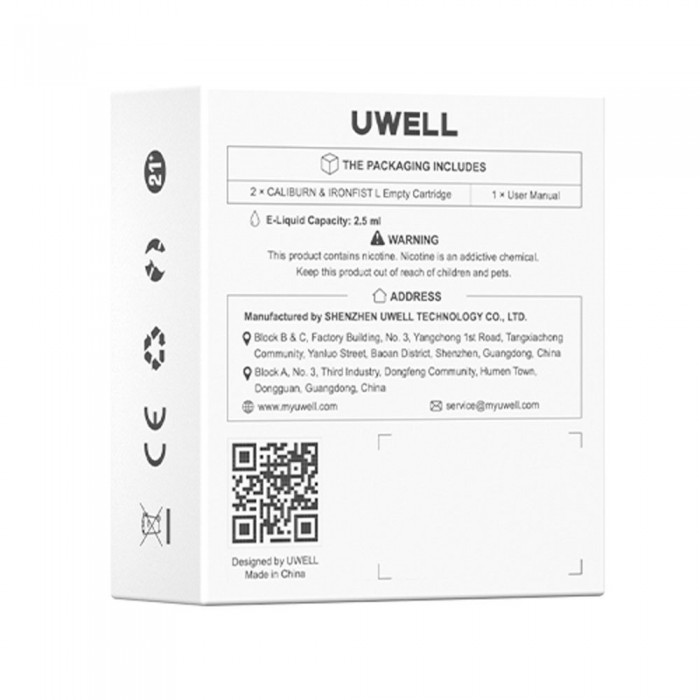 Uwell Caliburn Ironfist L Kartuş 2.5ml, Orijinal Ambalaj Kutusu