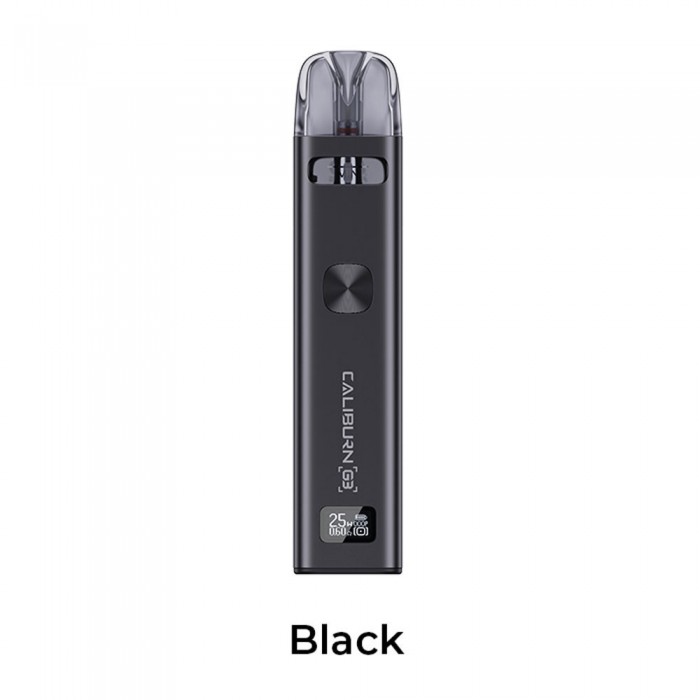 Uwell Caliburn G3 Pod 25w siyah renkli elektronik sigara cihazı.