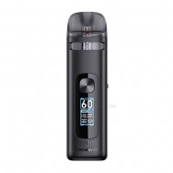 Siyah Uwell Crown X Pod 60W elektronik sigara cihazı ve ekran görüntüsü.