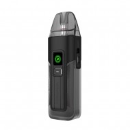 Vaporesso LUXE X2 Pod Siyah, şeffaf gövdeli, yeşil ışıklı elektronik sigara.