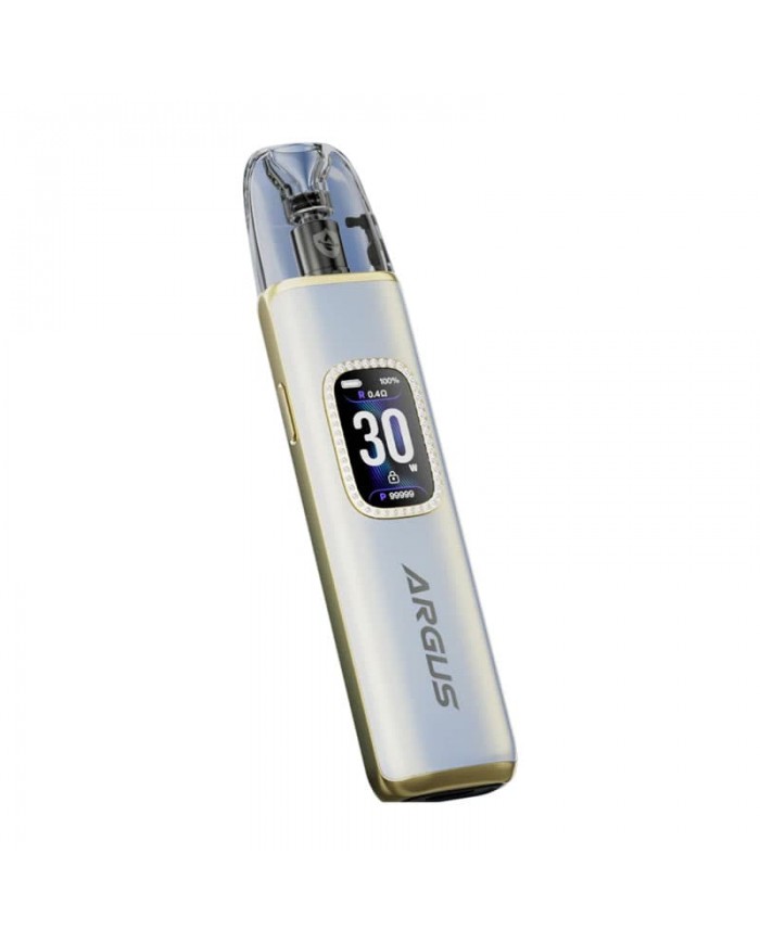 Voopoo Argus G3 Pod 30W açık mavi/altın renkli elektronik sigara.